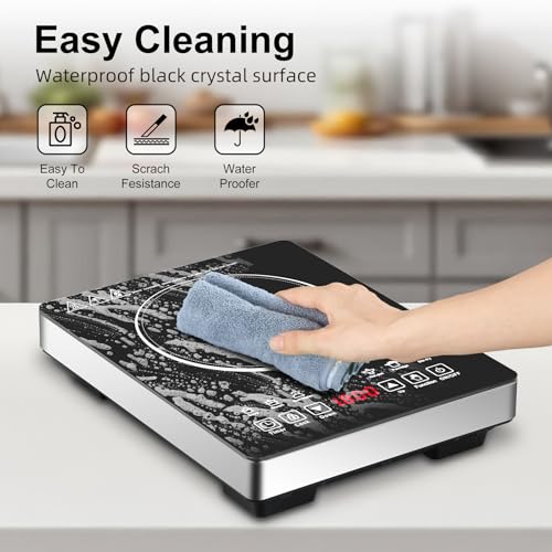Single Burner Induction Cooktop,Hot Plate with 6 Cooking Modes, portable cooktop with LCD touch control,9 Levels &3H Timer,1800W 110V Portable induction Cooktop - size: single burner induction cooktop