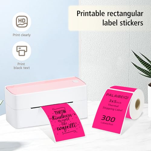 3x5 Inch Thermal Labels,Rectangle Sticker,300PCS Water Proof Shipping Labels with Strong Adhesive,Compatible with Zebra & Rollo,for Moving Boxes,Inventory,Fluorescent Pink - color: Fluorescent Pink