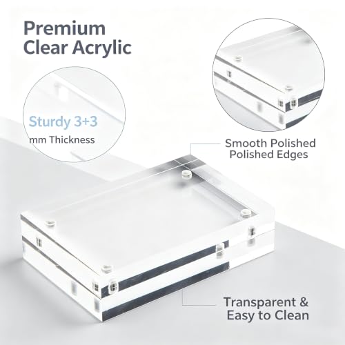 Acrylic Sign Holder, Acrylic Magnetic Poster Double-Sided Display Stand For Countertops, Acrylic Stands For Display In Offices, Restaurants, And Events(10 x 15cm), as picture show - size: 10 x 15cm