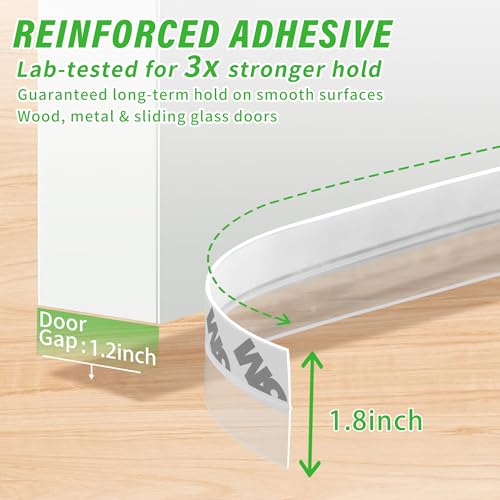Door Weather Stripping Door Seal Strip, 1.8 in Self Adhesive Clear - color: Transparent, size: 1.8 in-16.5ft