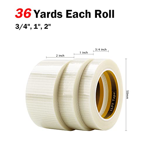 LLPT Filament Strapping Tape, 2" x 36 Yards Each 6.2 Mil, 2 Pack - size: 2" x 36 yds