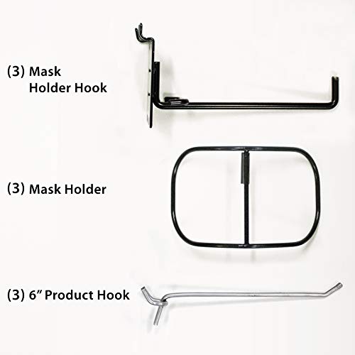 Gemco Group Retail Mask Display for Adult Size Mask, Attaches to Slatwall or Pegboard, Includes 6” Product Hook (3)