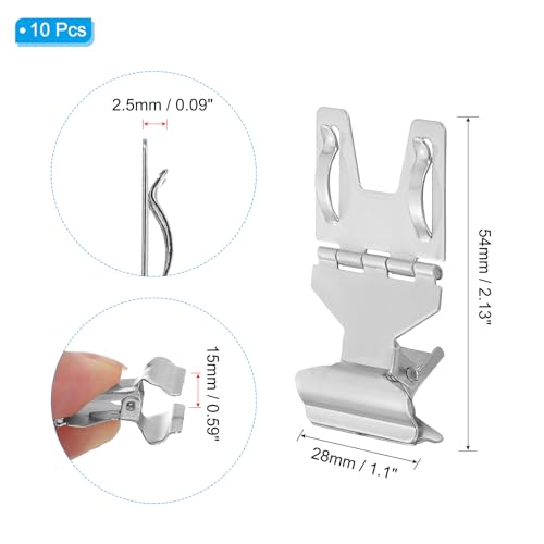 PATIKIL 10Pcs Metal Sign Clips, Rotatable Sign Holder Stand Clips Label Display Rack Merchandise Price Tag Clamps for Supermarket Retail Display, Silver Tone - color: Silver