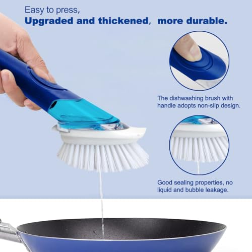 CELOX Dish Wand Bursh with Handle, 1 Wand & 3 Brush Heads Blue - color: Blue