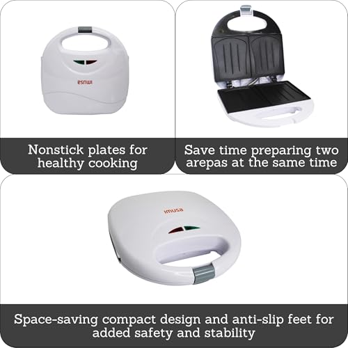 IMUSA 2 Slot Electric Sandwich Maker for Breakfast Nonstick, White - size: 2 Slot, style: Sandwich