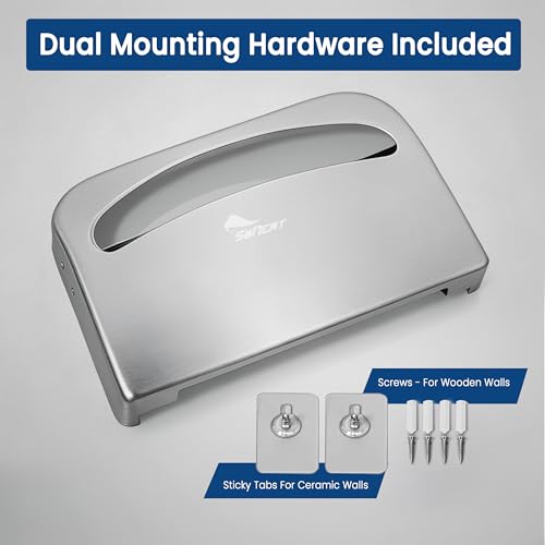 Toilet Seat Covers Dispenser - Half Fold Stainless Steel Wall Mounted Toilet Seat Cover Holder for Commercial, Office, Restaurants, Hospitals and Schools, 16.81 Inches, 500 Seat Covers Capacity