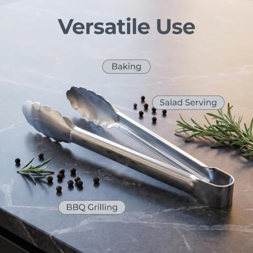 Kitchen Tongs,Serving Tongd Set of 3, 9 Inch and 12 Inch, for Home, Kitchen, Restaurant, Dinner,Dishwasher Safe - size: 9-12inches-3Pcs