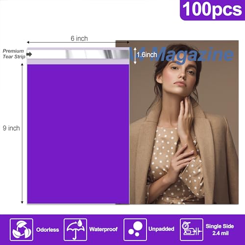 JinRuiKJ Poly Mailers 6x9 Inch, 100 Pcs Shipping Bags, Purple - color: Purple, size: 6*9inch 100pcs