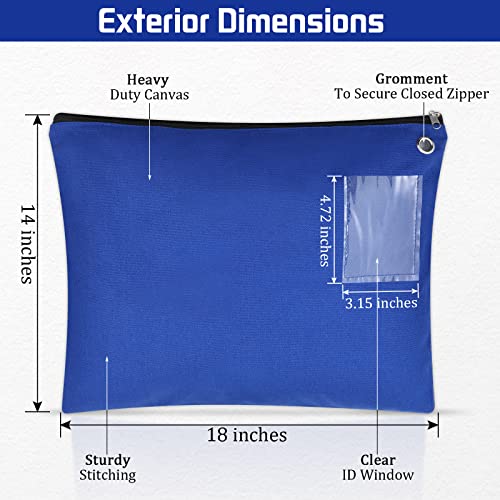 2 Pcs Canvas Mail Zipper Bags 18" x 14", Blue - color: Blue