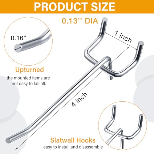 Shimeyao 100 Pcs Peg Board Hooks Stainless Steel Pegs,4 Inch,Silver - color: Silver, size: 4 Inch