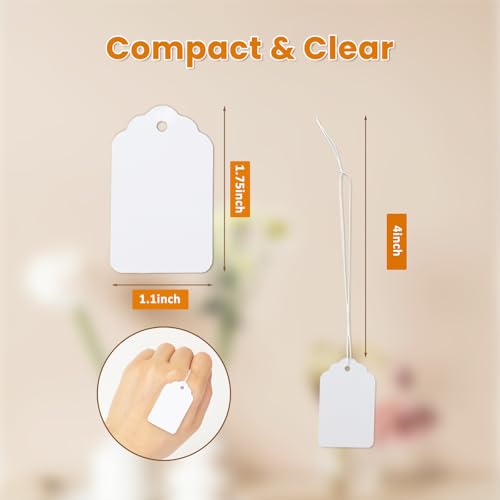 1000 PCS White Price Tags with String Attached, 1.75 x 1.1 Inches - color: White, size: 1.75x1.1