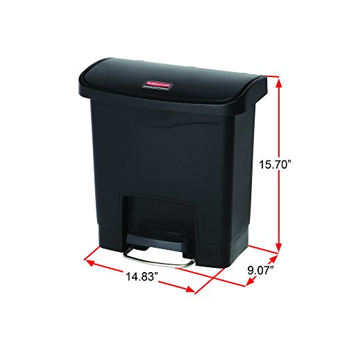 Rubbermaid Commercial Products Streamline Slim Step-On Plastic Trash Can, 4 Gallon, White, Hands-Free Garbage Can for Medical Waste in Hospitals/Lab/Emergency/Patient Rooms - color: White, size: 4 Gallon, style: Plastic Front Step Step-On