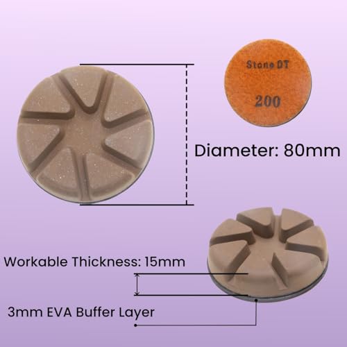 Hybrid Diamond Polishing Pucks, 3’’ Floor Grinding Pads for Hard Concrete Surface, Compatible with Ride-on/Walk-Behind Floor Grinder, Aggressive Ceramic Bond, 200#, 9PCS - style: 200# 9PCS