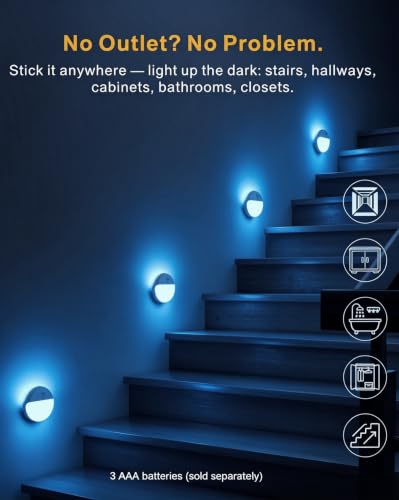 YUNLEX Toilet Night Light Motion Activated, Dim Light Battery Operated - color: Azure