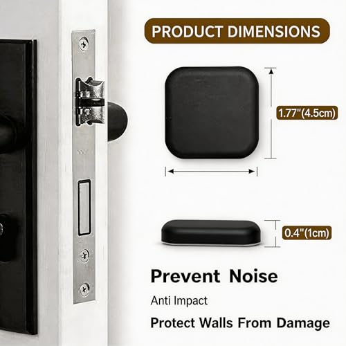 Door Stoppers for Wall, Silicone Door Knob Wall Protector, Square Black - size: 6pcs, Square, Black