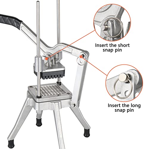 ROVSUN Commercial Vegetable Chopper French Fry Cutter with 4 Sizes Blades, Potato Dicer Slicer Fruit Chopper Stainless Steel for Restaurant, Home & Kitchen, 1/2", 3/8", 1/4" & 8-Wedge Blades - size: Hand Pressure Style