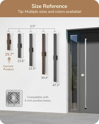 EDISHINE LED Outdoor Wall Lights, 15.7" Modern Outdoor Sconce, Oil Bronze - color: Oil-Rubbed Bronze, size: 15.7 IN