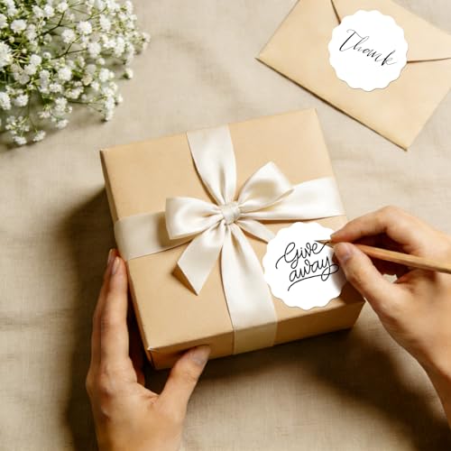 3 Inch Round Thermal Labels, White Flower Thermal Sticker Labels for Small Business, Logo Design, Baking,300 Sheets/1 Roll - color: White, size: 3 inch