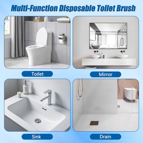 Disposable Toilet Brush Set, 2 Pack with 72 Refills & Wall Holder - size: 2 set+72 refills