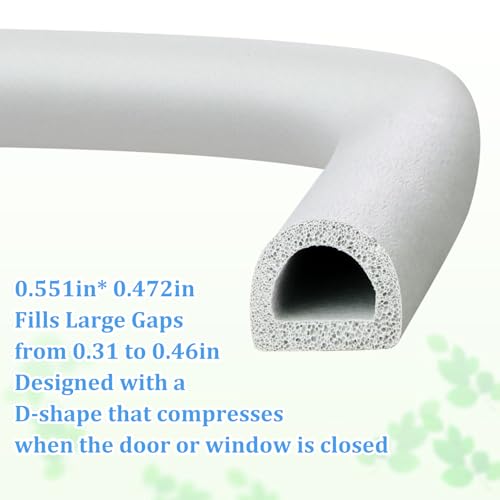 19.7Feet D-type Weather Stripping Door Seal, Self-Adhesive Seals for Door Window Gap, Soundproofing, Insulation Strip, Door Sealers for Door Frame (Gray), D14-12 - color: Gray