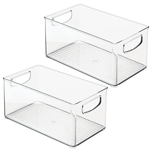 mDesign Plastic Baby Nursery and Food Organizer - Storage Holder Bin with Handles for Closet, Cupboard, Cabinet, Drawers, Shelves - Holds Canned Food, Bottles - Ligne Collection - 2 Pack - Clear - size: 10 x 6 x 5 (Pack of 2)