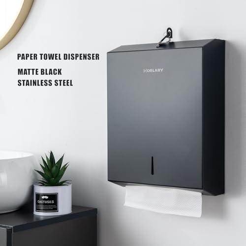 Gorlary Commercial Paper Towel Dispenser Wall Mount, Matte Black - color: Black, size: 500 Sheets – Large