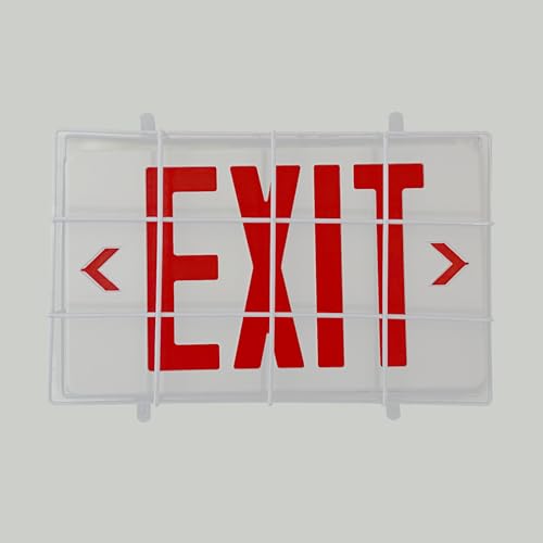 TANLUX Exit Sign with Steel Wire Guard, Wall Mounted Emergency Exit Light with Protective Cover - size: Exit Sign