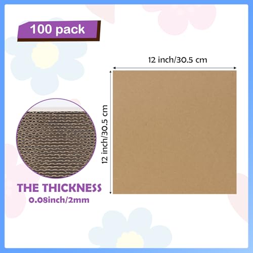 RLAVBL 100 Pack 12x12 Corrugated Cardboard Sheets, Flat Cardboard Inserts for Shipping, Mailing, Packing, DIY Crafts - color: Brown-100 Pack, size: 12x12