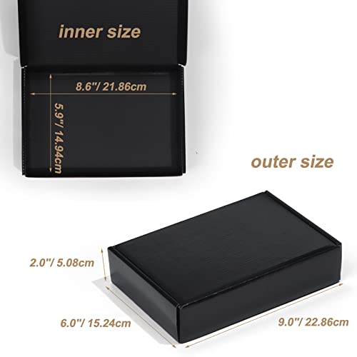ZBEIVAN 9x6x2 Black Small Shipping Boxes, 20 Packs Corrugated Cardboard Mailer Boxes for Packaging Small Business Mailing Gifts Wrap Boxes with Lids - color: black, size: 9x6x2