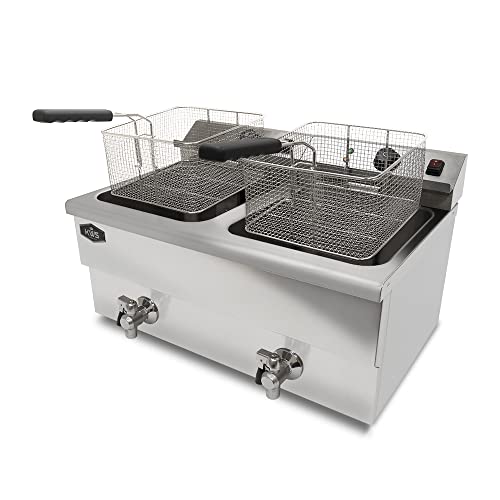 KWS DY-22 Commercial 3500W Electric Deep Fryer 22.7L Stainless Steel with Faucet Drain Valve System for Commercial and Home User - size: DY-22 | 22.7L | 3500W