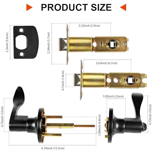 High-Security Stainless Steel Door Lever with Lock and Key(Black) - color: 8300-Black