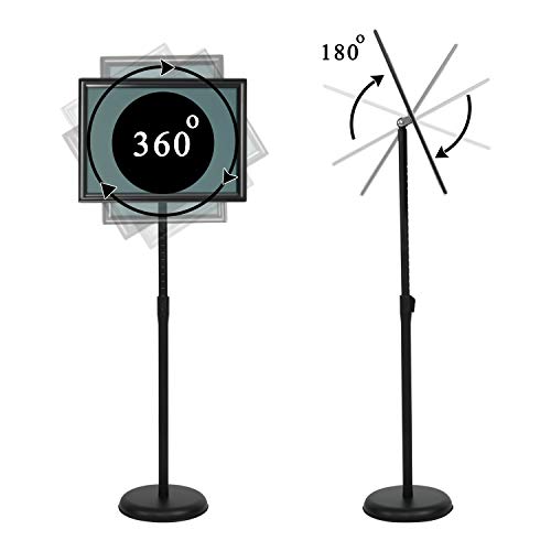 11 x 17 Inch Adjustable Pedestal Sign Holder Poster Stand, Heavy Duty Floor Standing Sign Holder Stand Aluminum Snap Open Display Frame for Vertical and Horizontal View Sign Displayed(Black) - color: Black, size: 11 x 17 inches
