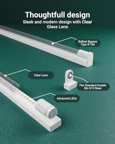 Sunco 10 Pack 4 Foot T8 LED Tube Light Bulbs, 18W, 6000K, Ballast Bypass - size: 10 Pack