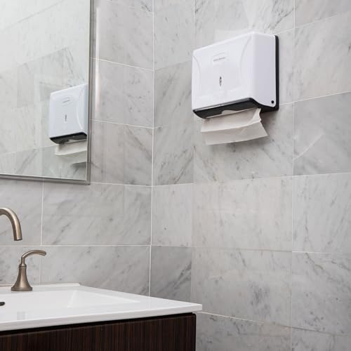 Mind Reader Paper Towel Dispenser, Tri-Fold Towel Holder, Restroom, Wall Mount, Bathroom, White - color: White