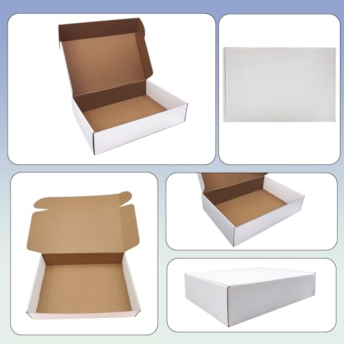 14x10x3 inch Shipping Boxes Set of 20, White Corrugated Cardboard Mailers - size: 14x10x3 -20 Pack