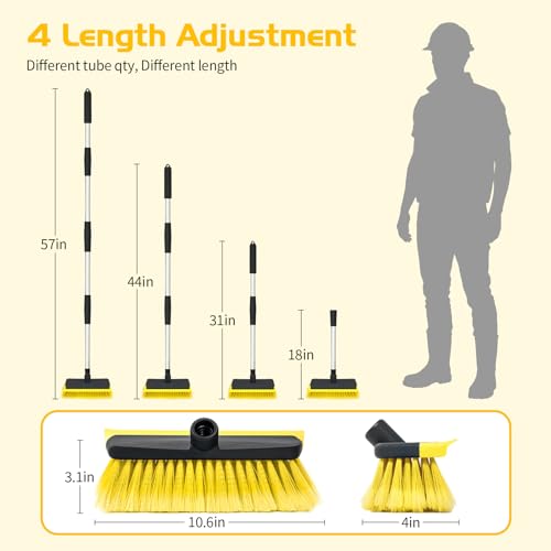 Ordenado 56" Car Wash Brush with Long Handle, Soft Bristle& Rubber Squeegee - color: Yellow