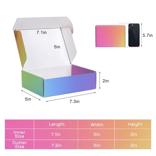 7x5x2 Shipping Boxes Small, 45 Pack Rainbow Corrugated Cardboard Mailer Boxes for Small Business, Mailing, Packaging - color: Rainbow, size: 7x5x2"-45 Pack