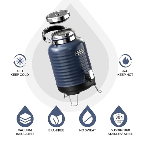 IDEUS Insulated Beverage Dispenser 1.4gal, Drink Container Deep Blue - color: Blue for camping, size: 179.2 Ounces