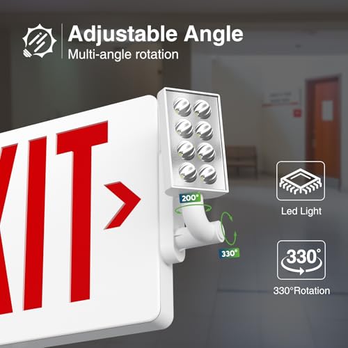 FREELICHT 6 Pack LED Double-Sided Exit Sign with Emergency Lights 10 Pack LED Emergency Lights for Business.