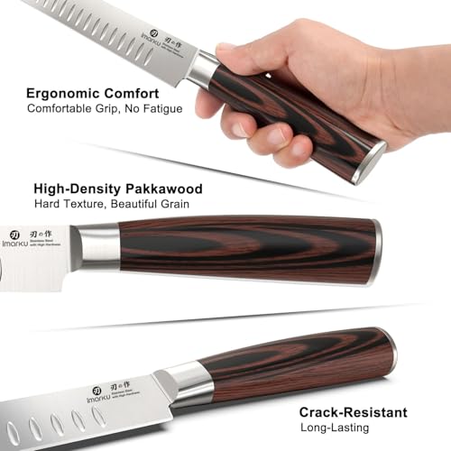 imarku Brisket Knife 12 Inch, Japanese High Carbon Stainless Steel - color: Black Brown Handle