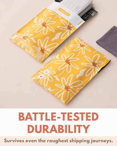 Poly Mailers 6x9-25 Pack Biodegradable Shipping Bags for Stationery and Small Accessories - Impack Self-Seal Waterproof Thick Mailing Envelope for Small Items - Golden Pencil Floral - color: Golden Pencil Floral, size: 6"x9" (25 pack)