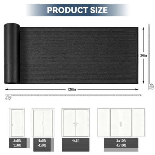 3'x10' Heavy Duty Commercial Grade Mat for Entryway, Large Front Doormat for Outside Entrance&Business High-Traffic Areas, Non-Slip Rubber Backing Runner Rug,Indoor Outdoor Mats,Black - color: Black, size: 3' x 10' (Rectangular)