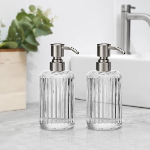 2 Pack 304 Stainless Steel Soap Dispenser Pump Replacement Standard 28/400 Thread Fit Regular Mouth Bottles for Lotion Dish Soap Kitchen Bathroom(Brushed Nickel) - color: Brushed Nickel