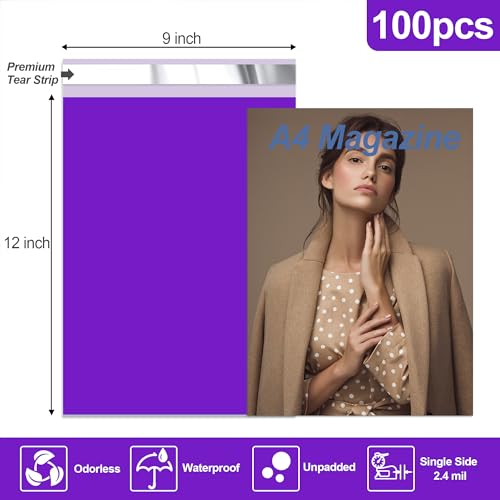 JinRuiKJ Poly Mailers 9x12 Inch, 100 Pcs Shipping Bags, Purple - color: Purple, size: 9*12inch 100pcs