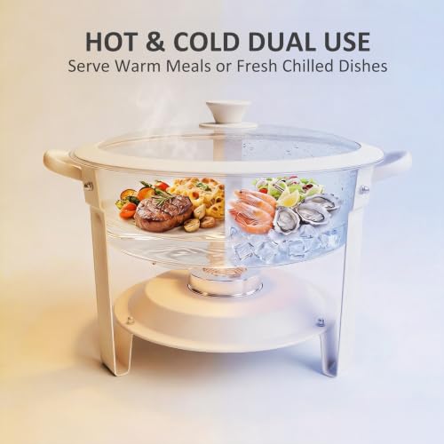 Frizoky Chafing Dishes for Buffet, 6QT Round, White Granite, 4 Pack - color: 6qt-white Granite-4 Pack