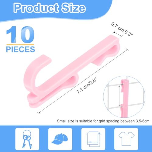 uxcell 10 Grid Wall Hooks, 2.8 Inch Grid Wall Panel Plastic Utility Hook, Shelf Hooks for Garage Store Warehouse Shop Home Hanging, Pink - color: Pink