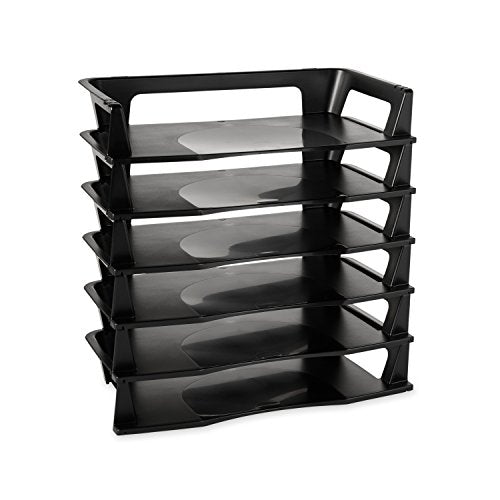 Rubbermaid Regeneration Letter Tray, Six Tier, Plastic, Black (86028),A4-Size documents and folders (Pack of 6) - size: A4-size documents and folders (Pack of 6)