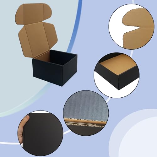 24 Pack 5x5x3 inches Black Shipping Boxes, Corrugated Cardboard Mailers - size: 5x5x3 Inches