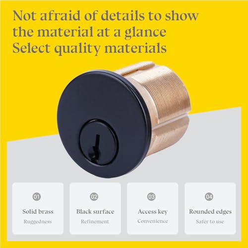 2 Pack Brass Mortise Door Cylinder Lock, 1 1/8" Inch Length Standard SC1 Keyway with 2 Keyed Alike Keys, Door Replacement Lock Cylinder Suitable for Home and Commercial Use. - size: 1 1/8" Inch