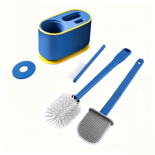 Toilet Brush Set, Bathroom Accessories, Toilet Bowl Cleaners, Deep Cleansing Multifunctional Hanging Toilet Brush Set for Bathroom(Bule) - color: Blue